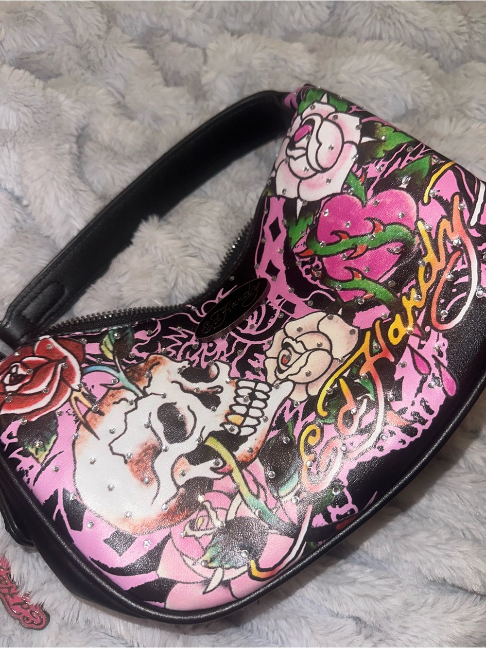 Ed Hardy Pink Skull Hand Bag